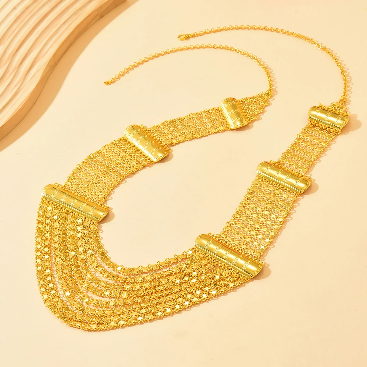 Middle Eastern Style Multi-Layer Tassel Gold Belt, Geometric Plate Splicing, Wedding Waist Chain image 5