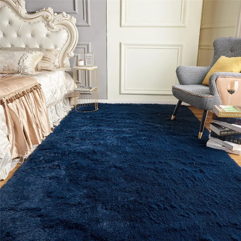 

Rugs , Area Rug, Clearance Navy Blue Laundry Room Rug, Large Throw for Playroom Room- Soft, Fluffy, Shaggy Carpets