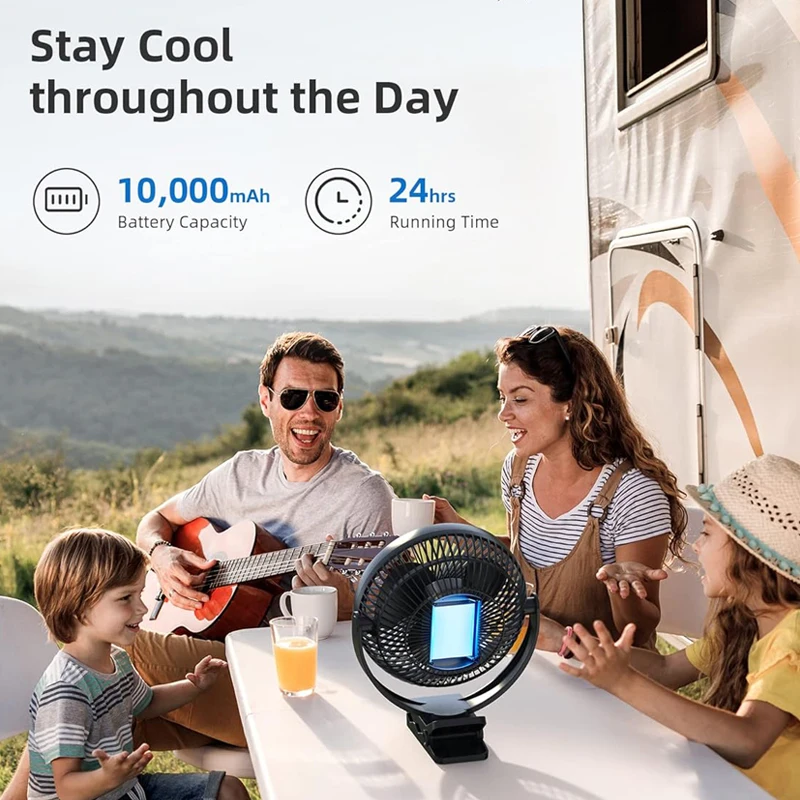 10000mah Desk Fan Portable USB Fan 90° Adjustable Cooling Fan Mute 3 Speed Adjustment Ultra Quiet Suitable For Home Desk Office