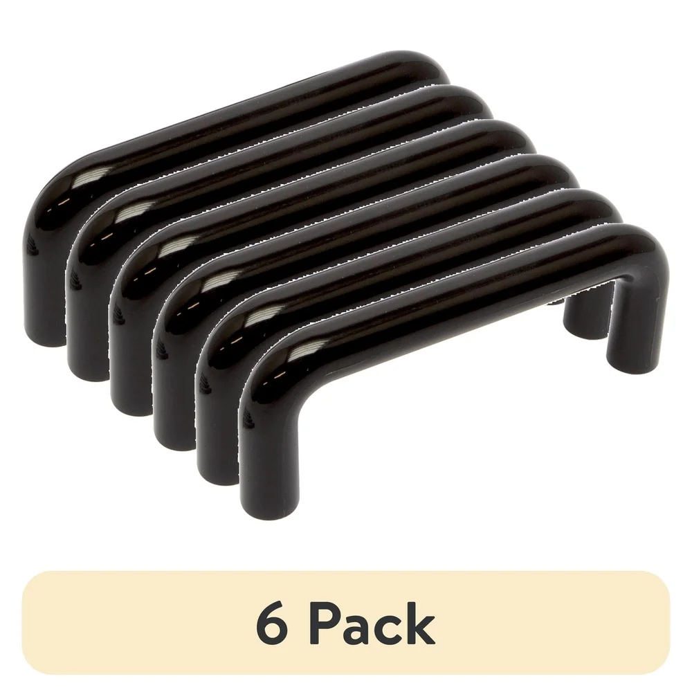 6 Pack 3 Inch Black Plastic Cabinet Drawer Pulls Casual Design Easy Installation Hardware Included Home Decor Upgrade