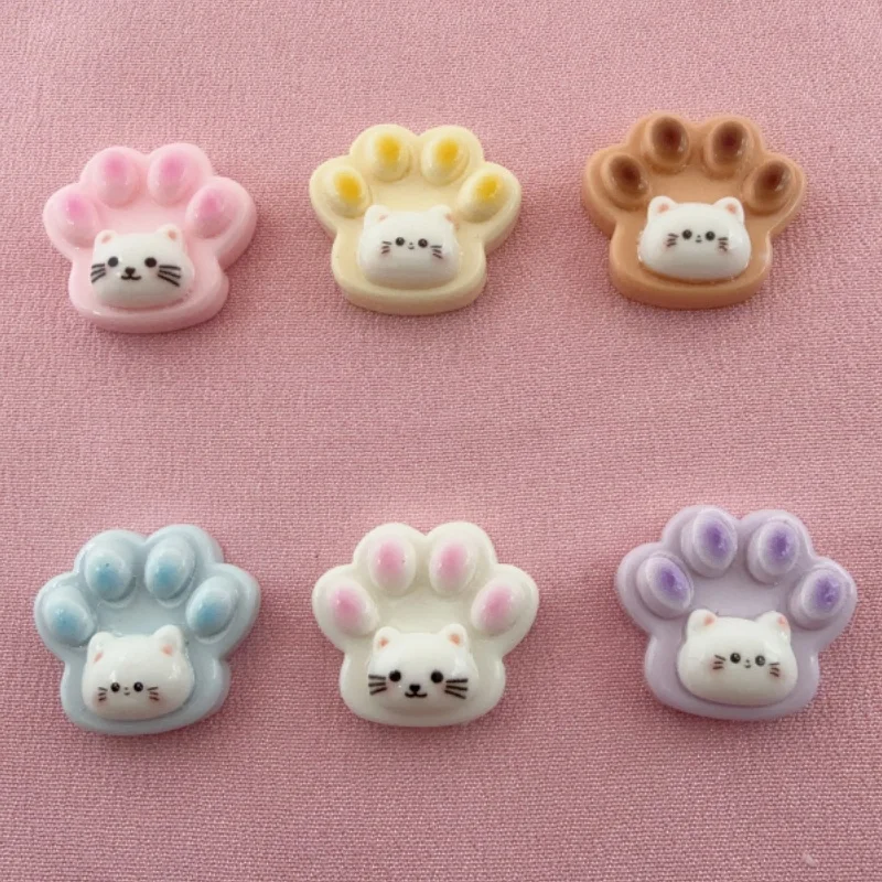 12pcs Cartoon Cute Cat Claw Foot Hairpin Gripper Phone Case DIY Refrigerator Paste Cream Glue Resin Accessories
