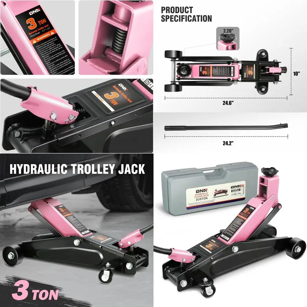 

3-тонный гидравлический напольный домкрат с быстрым подъемом, грузоподъемность 6000 фунтов, диапазон подъема 7,7-21, розовый