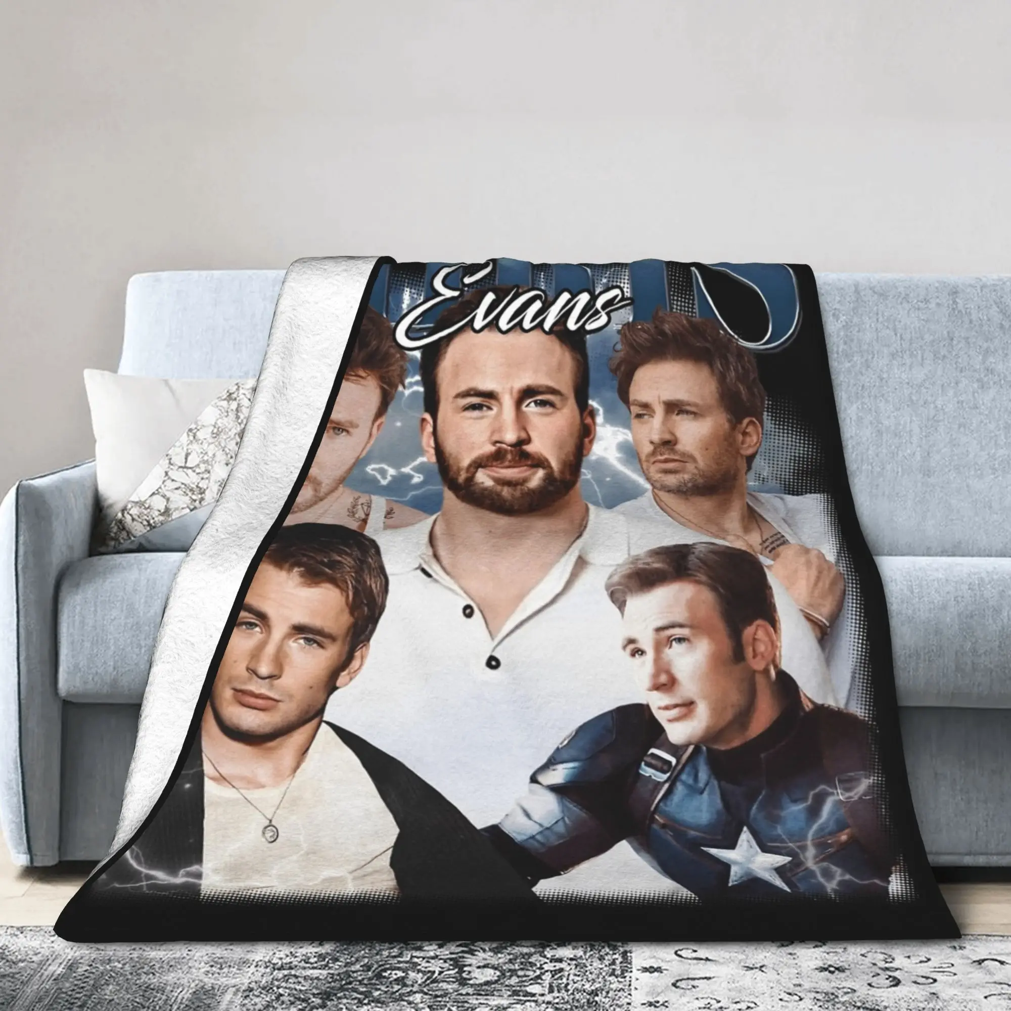Chris Evans Blanket Flannel Decoration  Breathable Warm Throw Blankets for Bed Car Bedding Throws