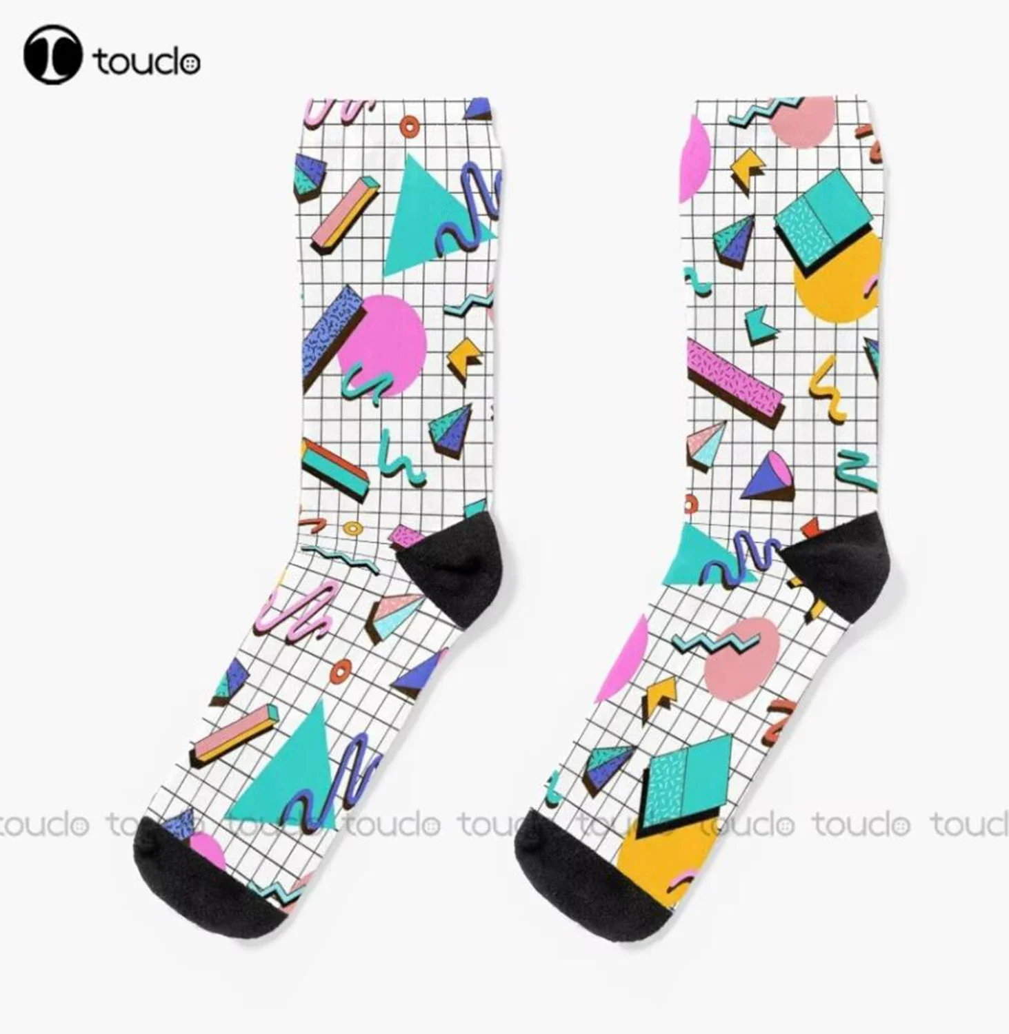 Funky 80S Eighties Memphis Pattern Design Socks Women Halloween Socks Christmas New Year Thanksgiving Day Gift Custom Funny Sock