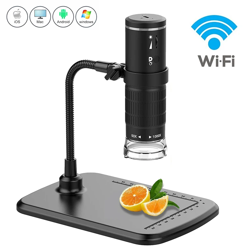 

Wireless Digital Microscope Handheld USB HD Inspection Camera 1000x Magnification with Flexible Stand For iPhone iPad PC Windows