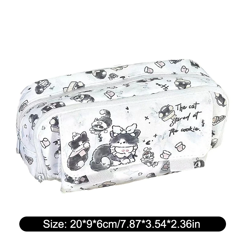 Cute Kitten Pencil Case Large Capacity Pencil Bag Multi-layer Storage Stationery Box Pencil Organizer Pouch Travel Cosmetic Bag