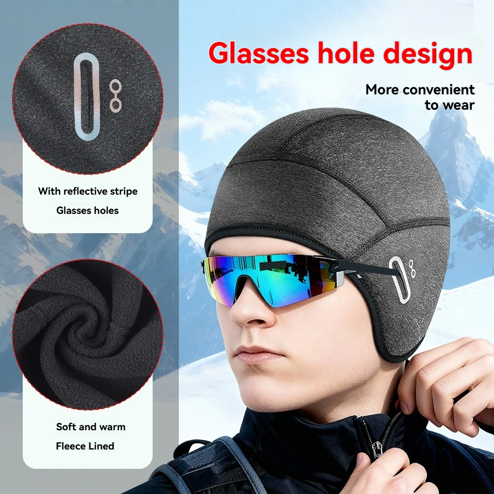 GTUBIKE الشتاء الصوف قبعات يندبروف قبعة الدراجات الحرارية قبعة الجمجمة خوذة بطانة تشغيل التزلج دراجة نارية ركوب الدراجة الجبلية قبعة