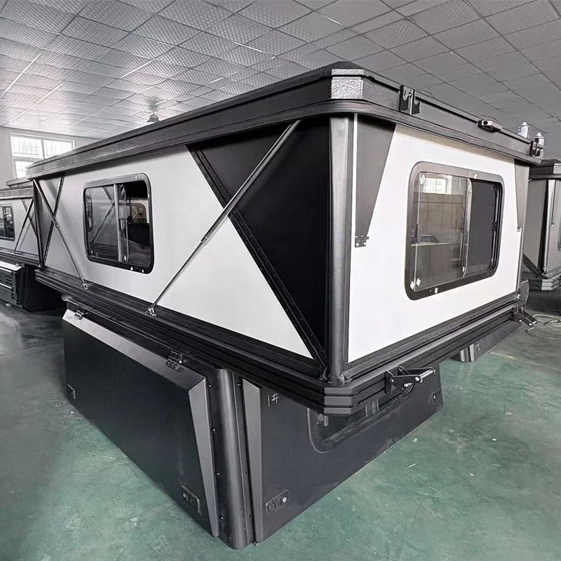 Pop Up Truck Camper Tent for Pickup Bed Overland Travel, Customizable Camper Unit with Bed Area, Kitchen Counter