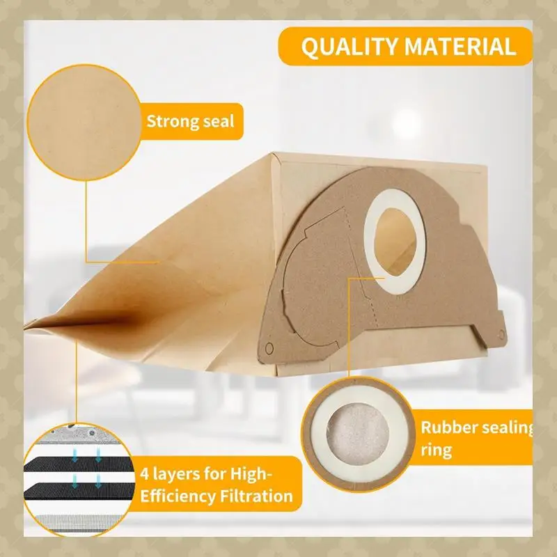 

AB45 20 Pieces Vacuum Cleaner Bag For Karcher WD2 MV2 WD 2.200 WD2250 A2004 A2054 A2099, 6.904-322.0 Robot Vacuum Cleaner Parts