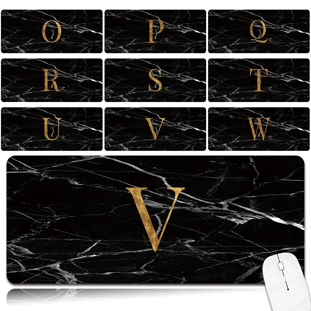 

Anti-slip Waterproof PU Leather Computer Mouse-pad Smooth Portable Game Laptop Mouse Pad Black Marble Pattern Large Mouse Mat