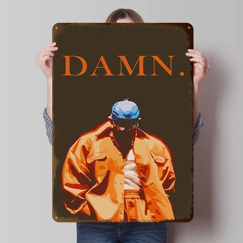 Kendrick Lamar DAMN Poster Customized Vintage Metal Signs Wall Art Retro Tin Plaque for Bedroom Decoration Room Accessories Home
