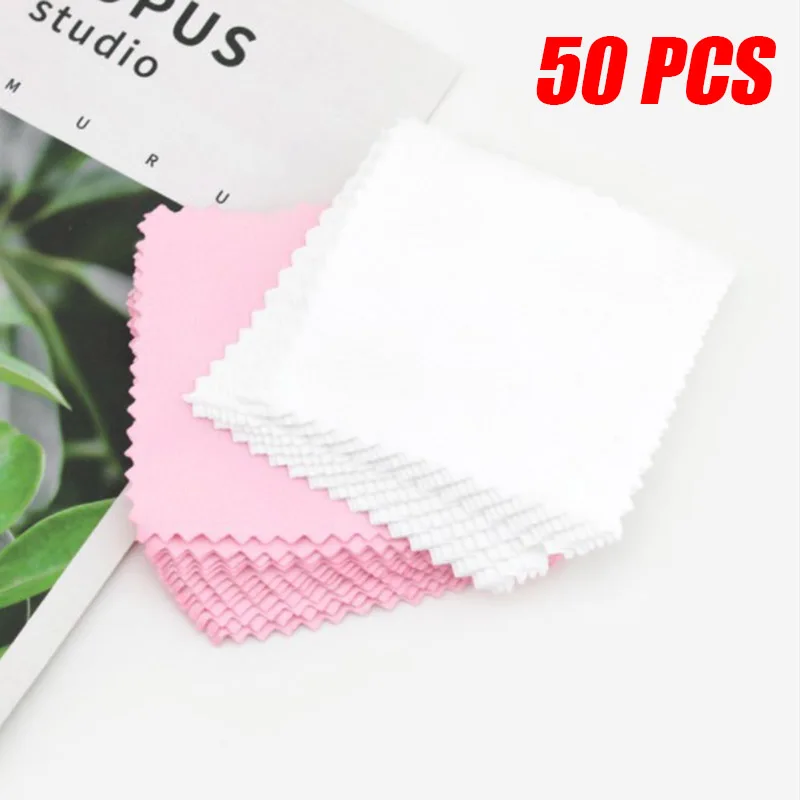 ~50pcs Polish Polishing Cloth Silver Color Cleaning Polishing Cloth Soft Clean Wipe Wiping Cloth For Silver Gold Jewelry Tool