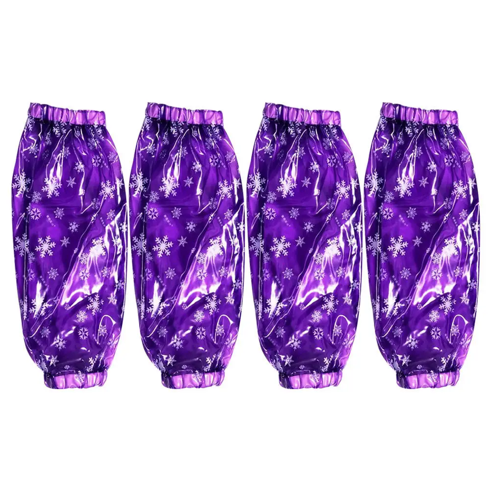 2 Pairs Waterproof Arm Sleeve Protectors Kitchen Oversleeve Cleaning Snowflake Pattern Oilproof Durable Elastic Fit Adults