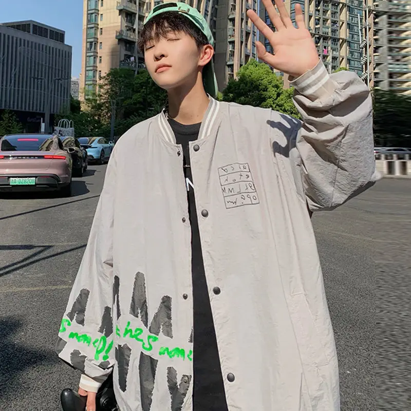 

Printing Letter Cartoon Fashion Trend Hip Hop Popularity Refreshing Comfort Vitality Baseball Jacket Men's Top Coat Summer 2024