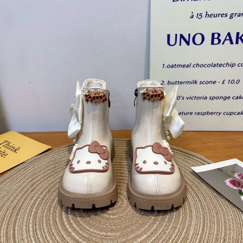 

Kawaii Hello Kitty Sanrio Children Cute Cartoon Comfortable Warm Ankle Boots Waterproof Non Slip Boots Flat Shoes Gift for Kids