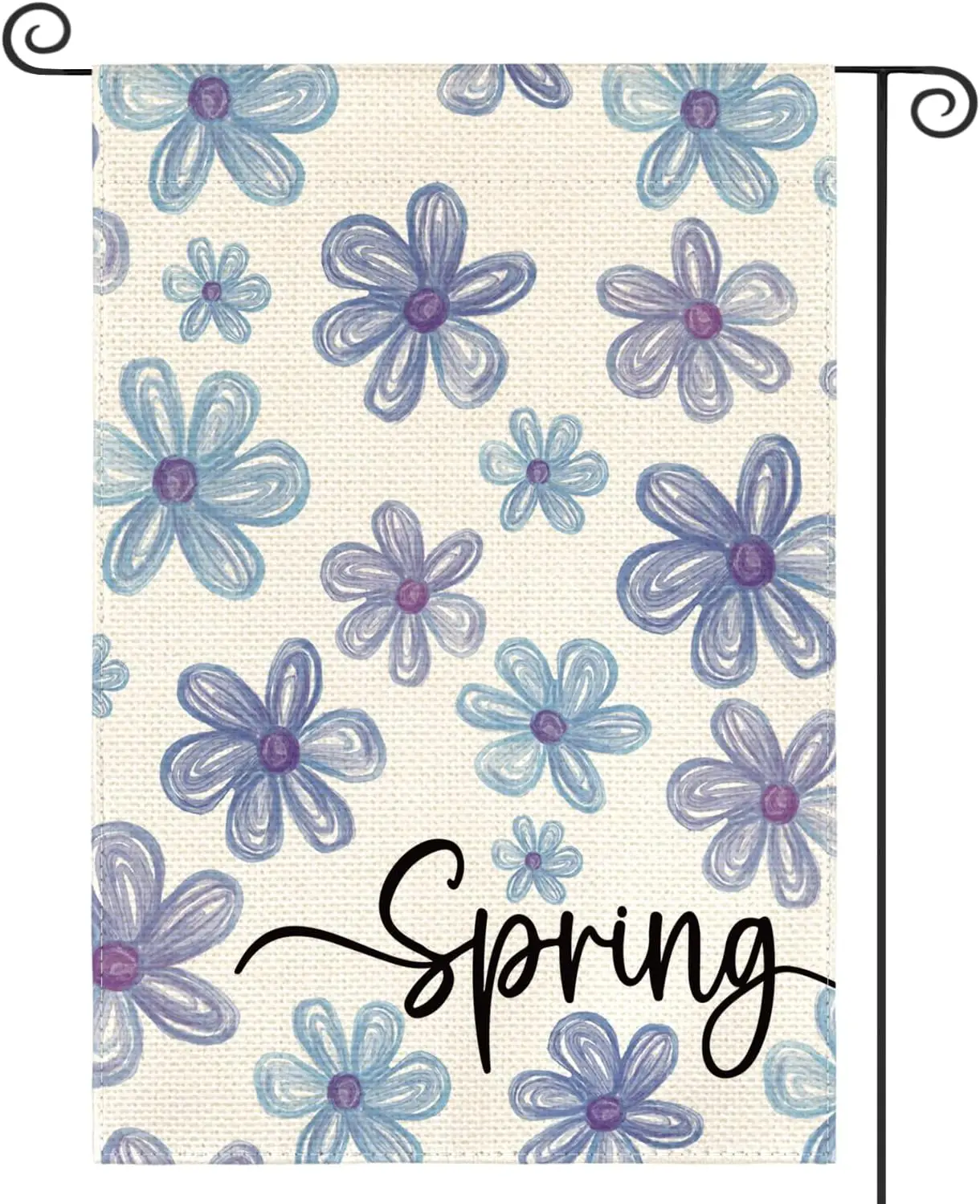 AVOIN colorlife Spring Floral Garden Flag 12x18 Inch Double Sided Outside, Seasonal Blue Violet Flowers Rustic Yard Outdoor  SSL