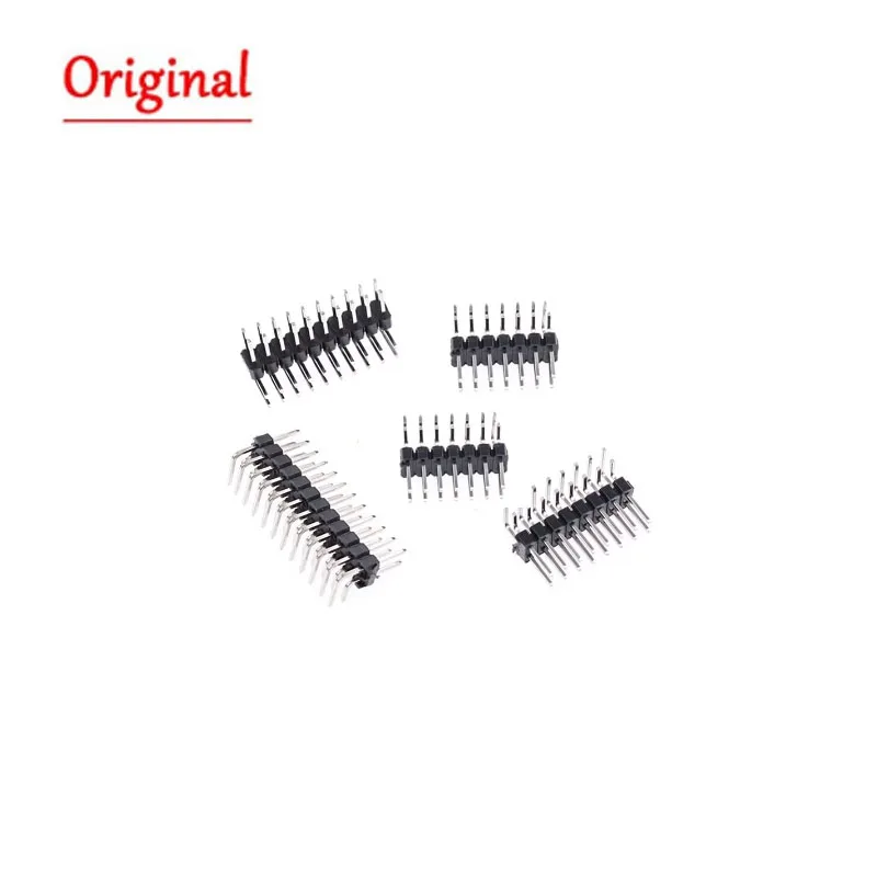 10Pcs 2.54mm Double Row Right Angle Pin Header Strip Male Pin Header Connector 2x2/3/4/5/6/7/8/10/40P for PCB Soldering Welding