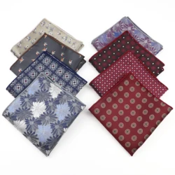 New Fashion Vintage Dot Floral Bohemia Mens Red Blue Hanky Pocket Squared Handkerchief For Party Dinner Tuxedo Suit Accessories