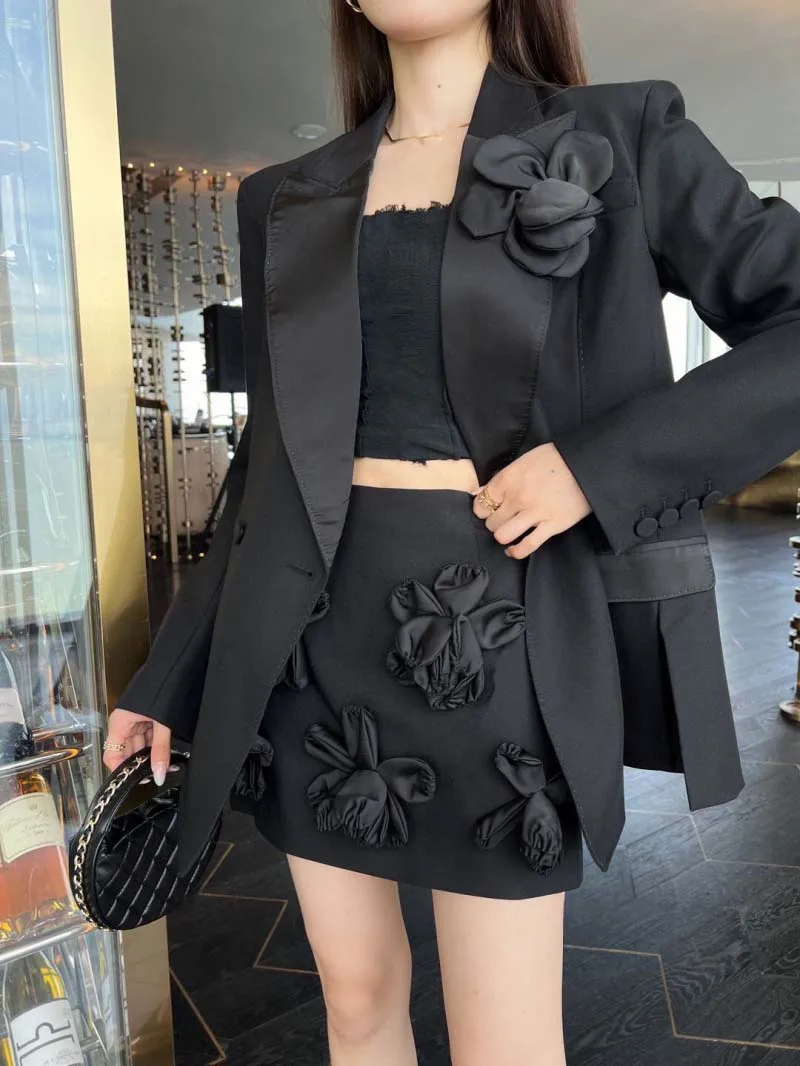 Korean style women's suit fashion trend British style handsome and versatile three-dimensional nail flower suit jacket