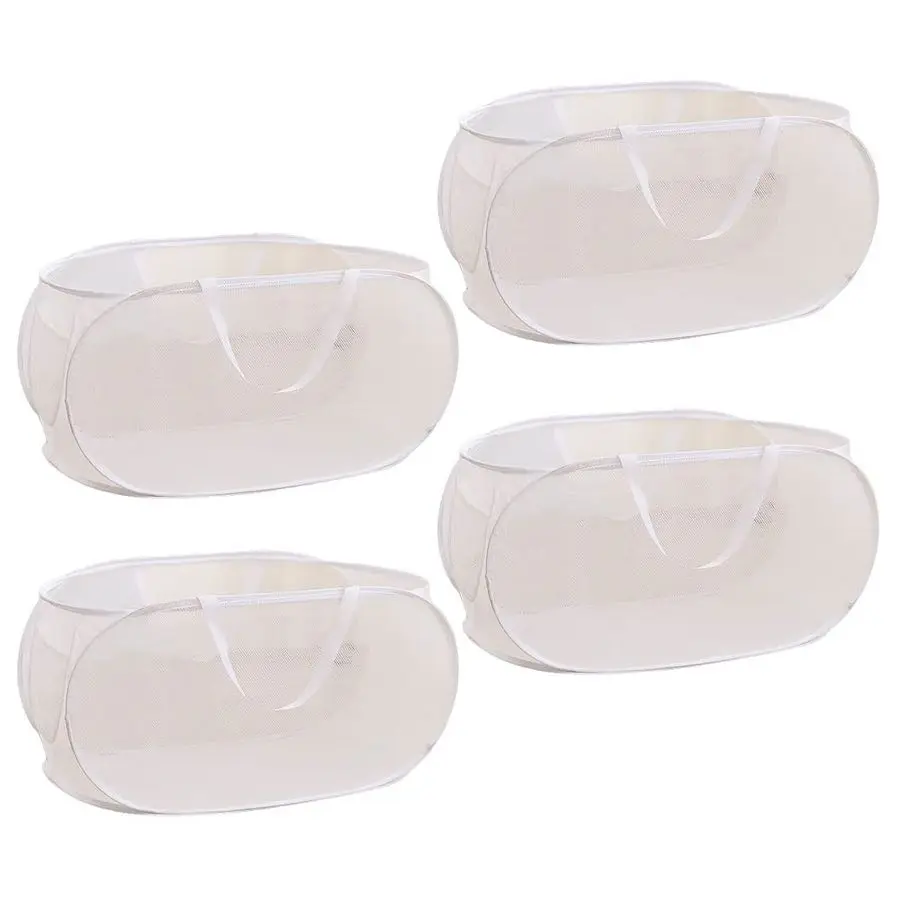 

4 Pcs Mesh Popup Laundry Hamper, Opening Laundry Basket,Popup Laundry Basket with Durable Handles,Foldable Popup Mesh Hamper Dir
