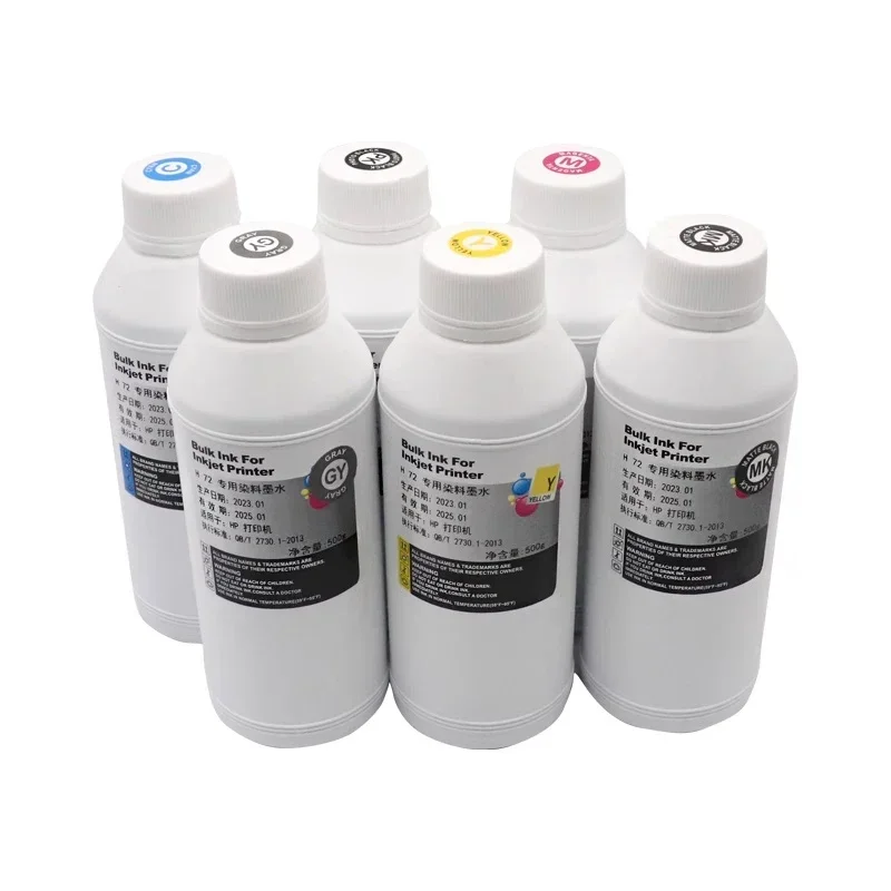 500ML Dye Ink for HP 72 Refillable Ink for HP Designjet T770 T790 T1120 T1200 T1300 T620 T610 T1100 T2300 Printer Dye Ink hp72