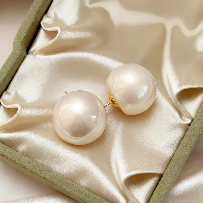 20mm Übergroße Kunstperlen Halbkreis-Ohrstecker Trendiges Accessoire für Frauen und Mädchen Einfacher Schmuck für den Alltag 2026 Stil – Detail 9