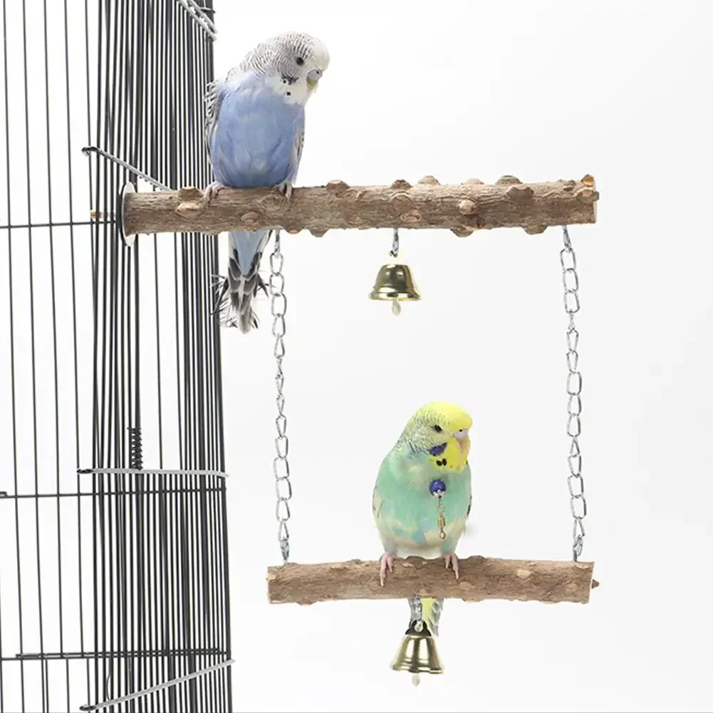 Pepper Wood Parrot Stand Pole Double Layer Toy for Bird Tiger Skin Claw Grinding Beak Grinding Stand Pole Bird Cage Accessories