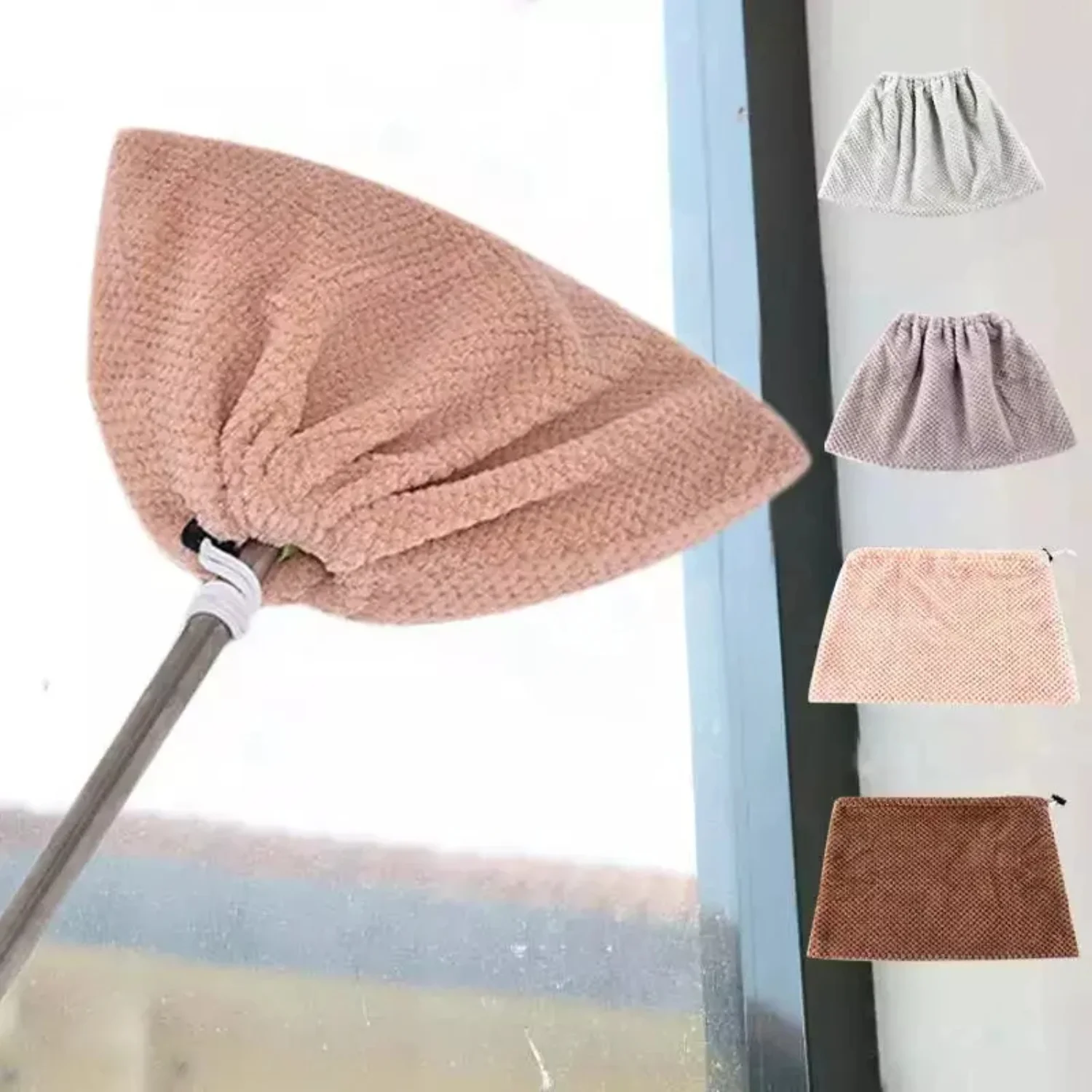 2Pcs Reusable Broom Cover Multi  Microfiber Absorbent Mop Coral Velvet Broom Cover Household Room Cleaning Accessories