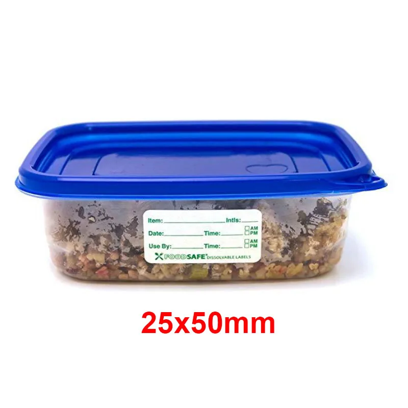Dissolvable Food Labels by Food Safe 1x3'' Kitchen Storage freezer stickers Perfect for Reusable Containers -250 Labels Per Roll