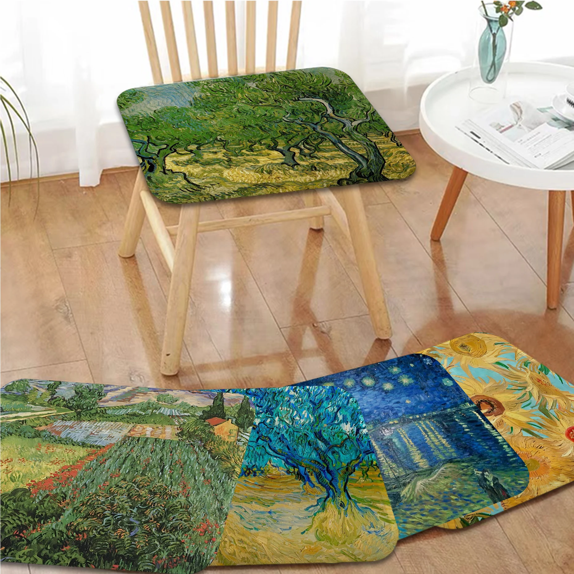 Van Gogh Nordic Druck Sitzkissen Büro Esszimmer Hocker Pad Schwamm Sofa Matte rutsch feste Kissen Wohnkultur
