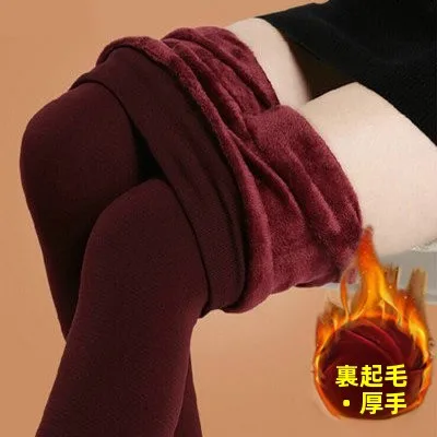Women's Fleece Lined Integrated Thickened Super Thick Winter Bottoms Long Cotton Pants Warm Anti Cold Northeast Special
