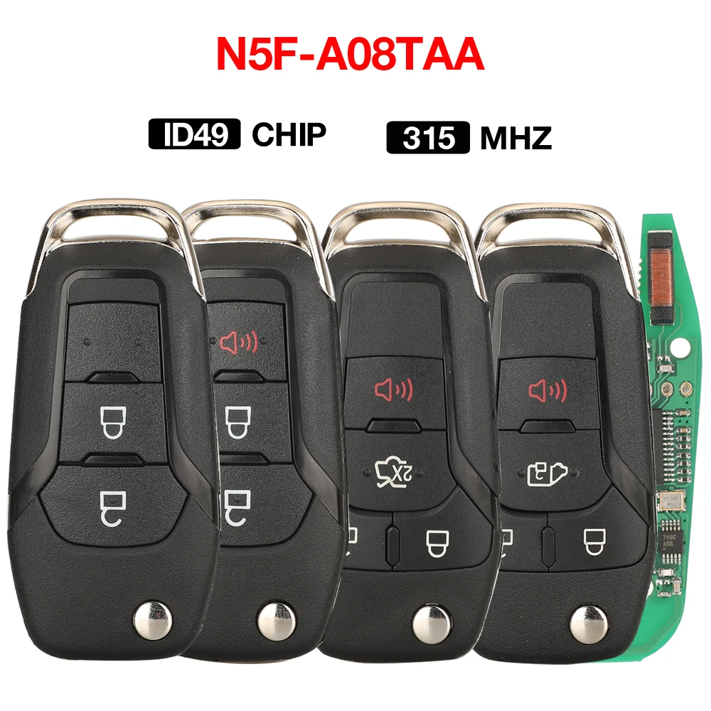 jingyuqin N5F-A08TAA ID49 Chip 315Mhz Folding Filp Remote Control Car Key For Ford Escort Fusion Transit F150/F250 2013-2016