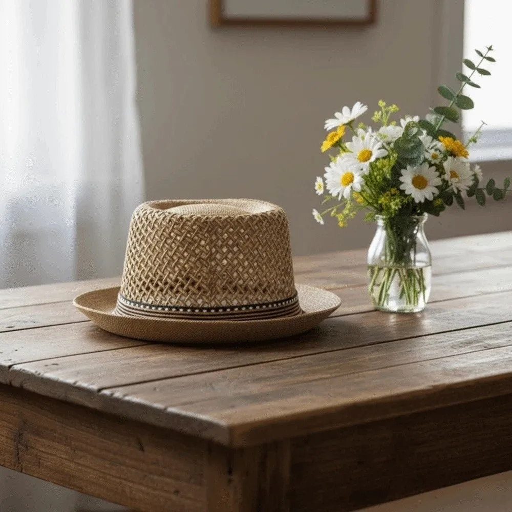 Live Show Short Brim Men Panama Hat Breathable Hollow Out Woven Straw Hat Lightweight Sombrero Vacation Beach Cap Performances
