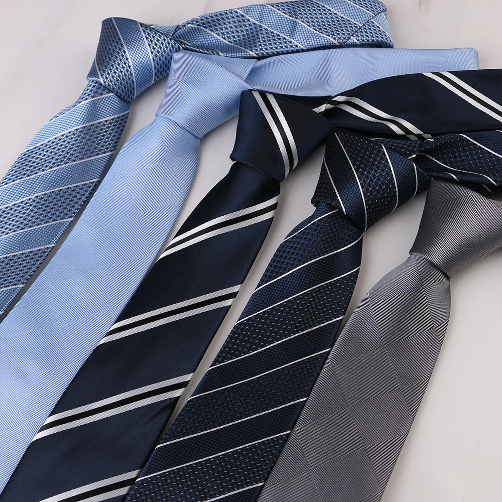 

Fashion Slim Skinny 6cm Neckties Classic Men's Stripe Plaid Floral Wine Blue Wedding Ties Jacquard Woven Polyester Men Neck Ties