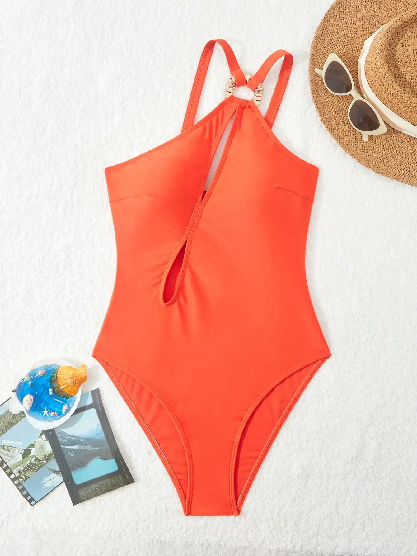 

2025 Ring Linked Swimsuit Women One Piece Sexy One Shoulder Swimwear Female Bathers Bathing Swimming Swim Suit Beachwear