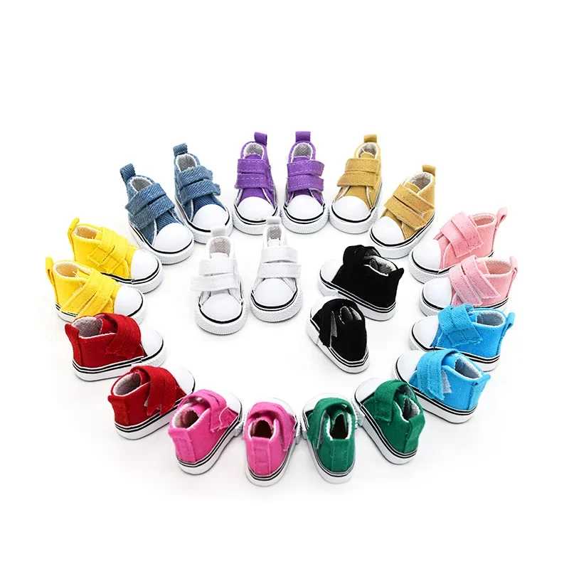 BJD Accessories 5cm 1/6 Doll Shoes Handmade Shoes For Dolls Mini Canvas Shoelace Doll Accessories Casual Toys Gift For Children