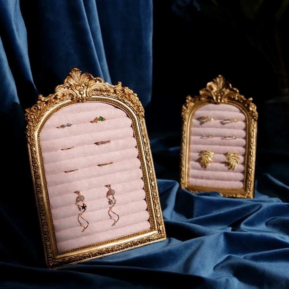 

Vintage Jewelry Storage Shelf Home Decoration Display Cabinet Velvet Earring Ring Shelves Large Capacity Wear-resistant