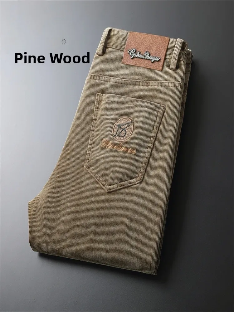 

Высококачественные мужские повседневные брюки из хлопкового вельвета, зауженного кроя, осенне-зимние, прямые, эластичные, удобные