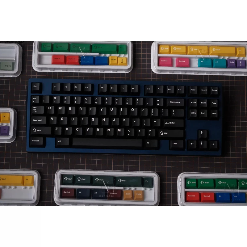 BOWOB Black and White Keycaps Custom PBT Cherry Profile Key Cap Cute Simple Cartoon Anime Point Key Caps for MX Switch Gamers