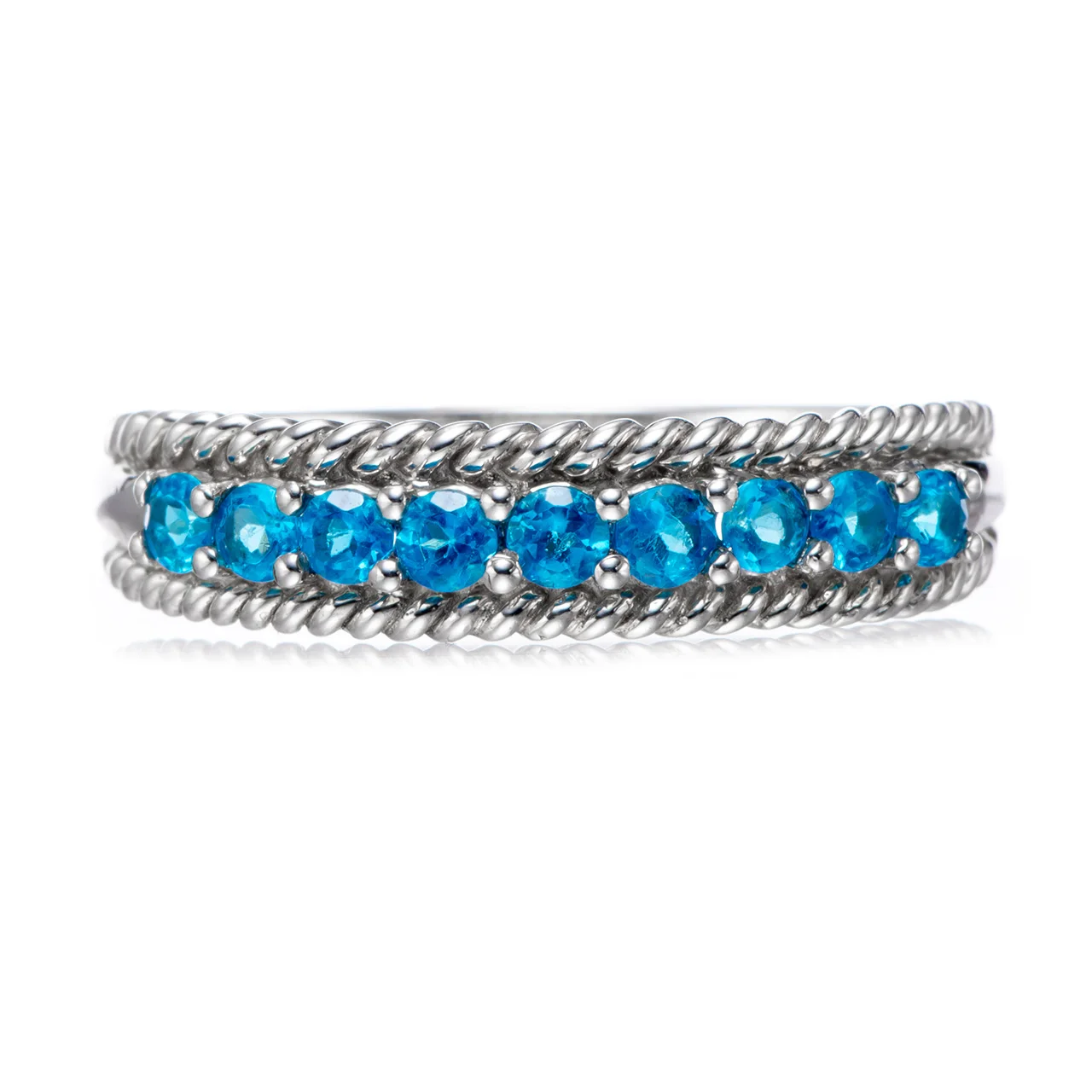 Apatite Rhodium Over Sterling Silver Ring