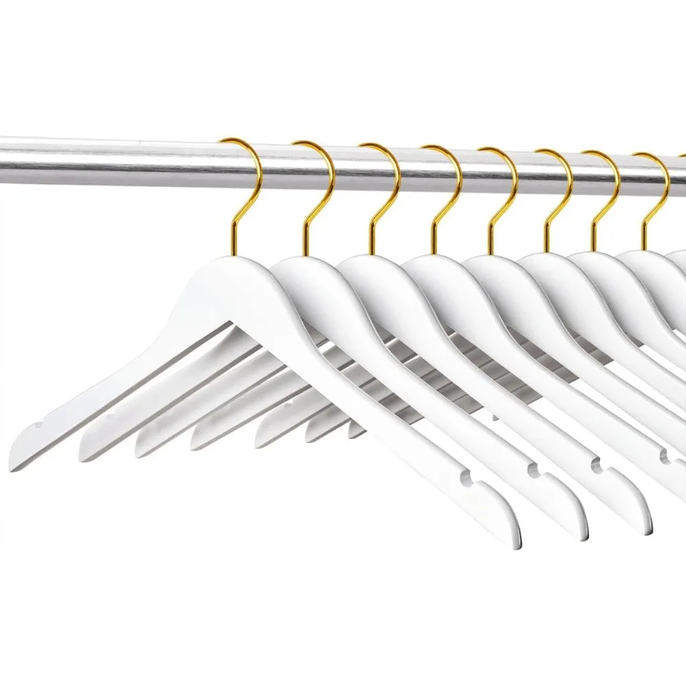 

Amber Home White Wooden Hangers Hook 24 Pack, White Wood Shirt Hangers with Notches for Dress, Clothes Hangers for