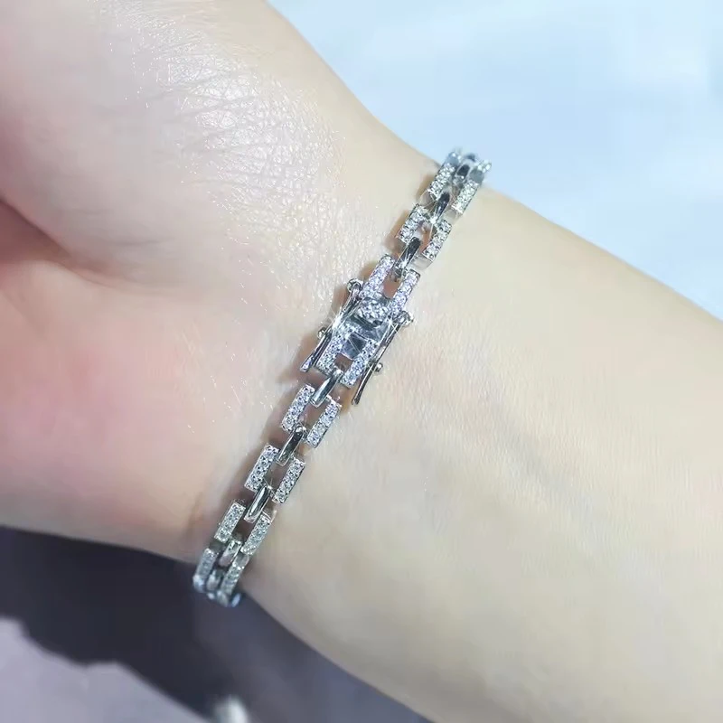 BXINY D Color Moissanite Bracelets 100% S925 Silver Tank Chain GRA Certified Diamond for Women Men Engagement Fine Jewelry Gifts