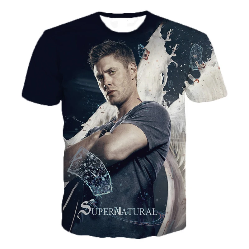 TV Series Supernatural 3D Print T-shirt Streetwear Men Women Casual Fashion O-Neck Short Sleeve T Shirt Male Tees Tops Clothing