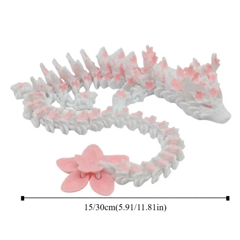 Simulated Eye 3D Printed Dragon Sakura Dragon Laser 3D Printed Diceratops Dragon Poseable Joints Flexible