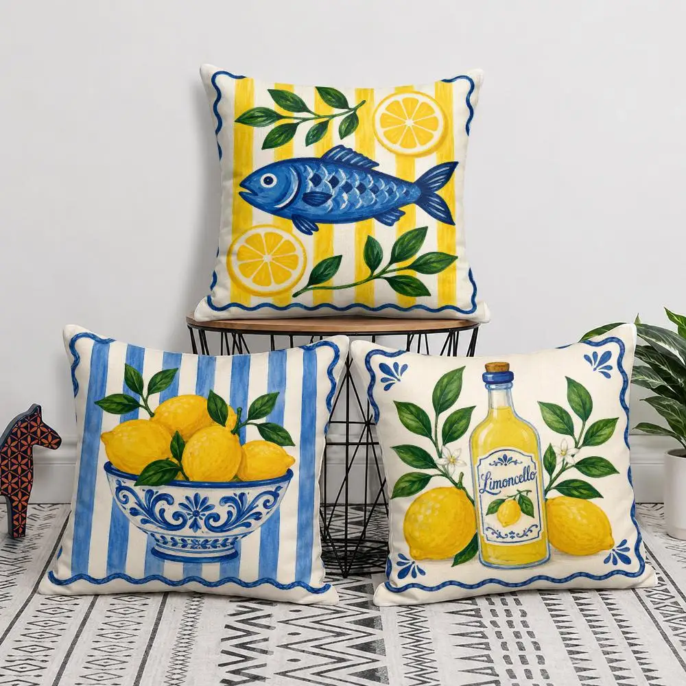 Amalfi Dolce Vita Cushion Cover Soft Short Plush Pillow Cover Smooth Cozy Texture Cushion Case Home Decor