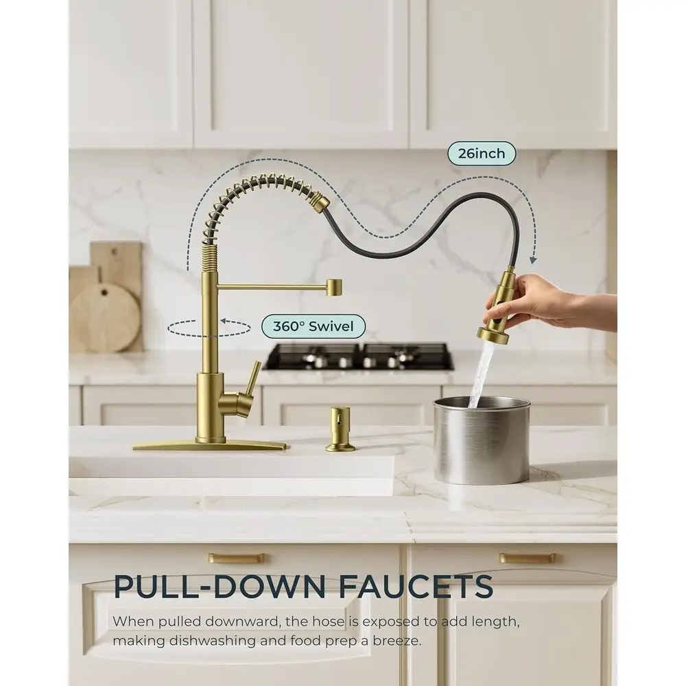 Stainless Pull-Out Spray Faucet, Single Handle Pot Filler for Kitchen, Laundry, and Bar Sinks