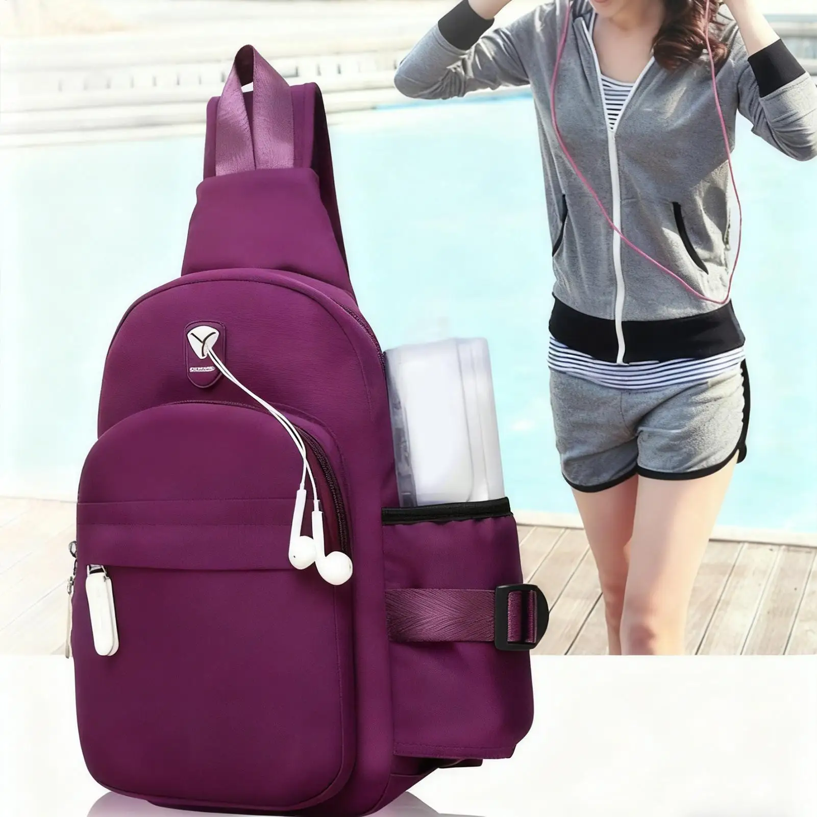 حقيبة صدر للنساء قابلة للتعديل مقاومة للماء وخفيفة الوزن وحقيبة رياضية فاني وحقيبة صدر للسفر في الهواء الطلق والتمارين الرياضية #4