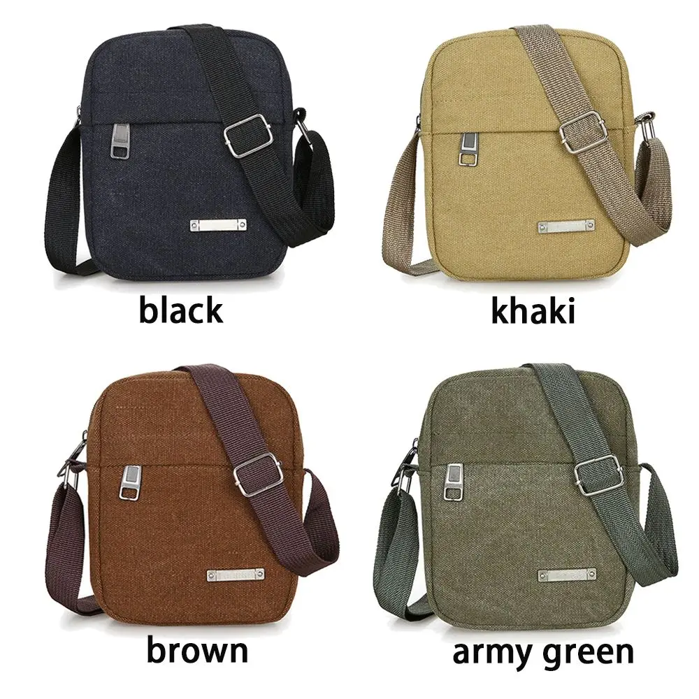 New Style Casual Canvas Men\'s Bag Shoulder Messenger Bag Small Backpack Handbags Outdoor Travel Mobile Phone Package Bags