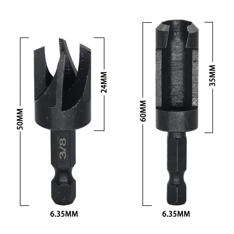 Carbon Steel Hex Shank Krachtige Dowel Bit Woodworking Drill Wood Plug Cutter Tool 6 10 13 16mm British system 1/4 3/8 1/2 5/8