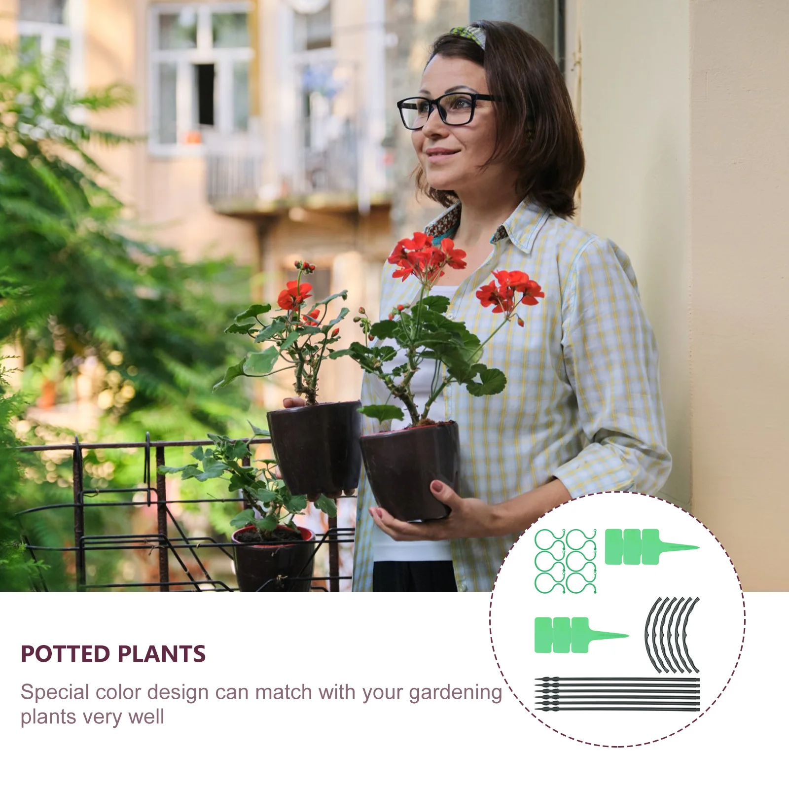 6 مجموعات من حصص دعم النباتات 6 مجموعات تعريشة تسلق النباتات البلاستيكية للزهور بوعاء دليل النمو المستقيم إطار حماية الرياح #3